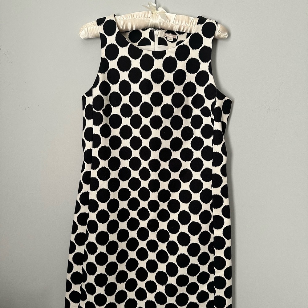 Gap Cotton Black & White Polkadot Sleeveless Midi Sheath Dress sz S